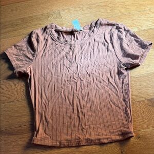 Bozzolo Dusty Rose Ribbed Short Sleeve Tee